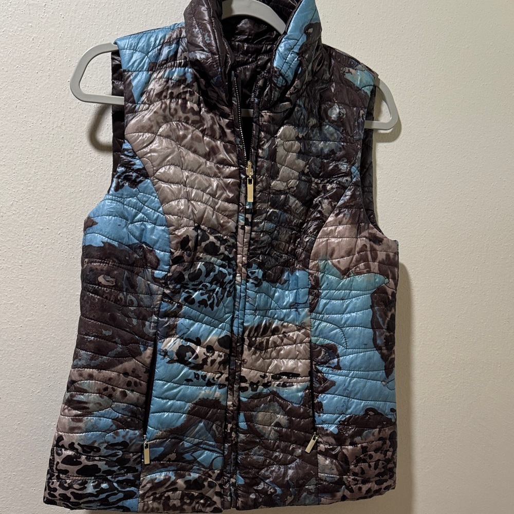 Women’s Quilted Blue & Brown Puffer Vest